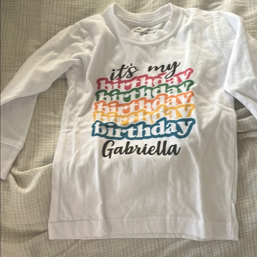 White Long Sleeve Birthday Tee for Gabriella